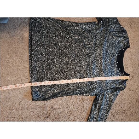 Rebecca Malone Women's Top Size Small Black Silver 3/4 Sleeves Silver Studs - Picture 7 of 7